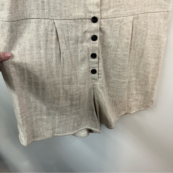 Madewell V Neck Button Down Linen Blend Romper - Picture 4 of 13